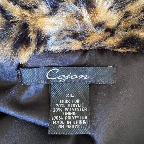 Cejon Faux Fur Leopard Print Vest XL #81N - Picture 8 of 9